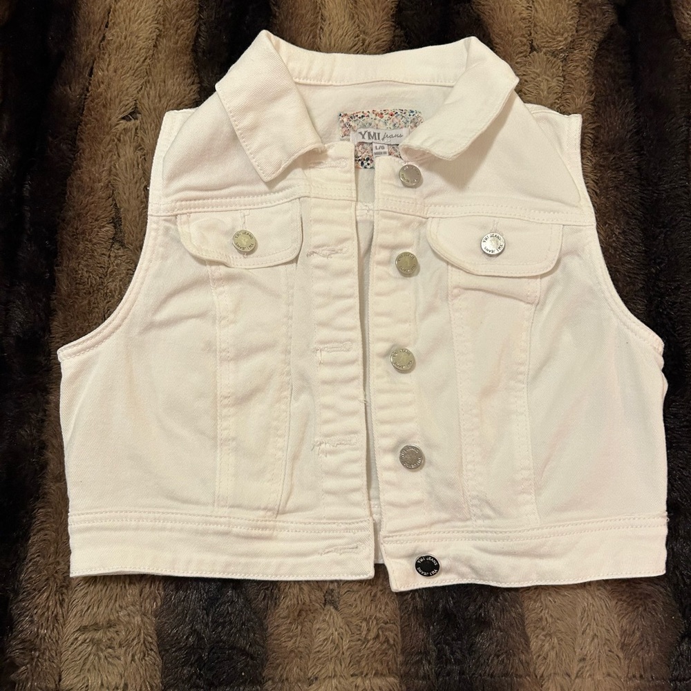 YMI Jeans girls white jean vest size L/G